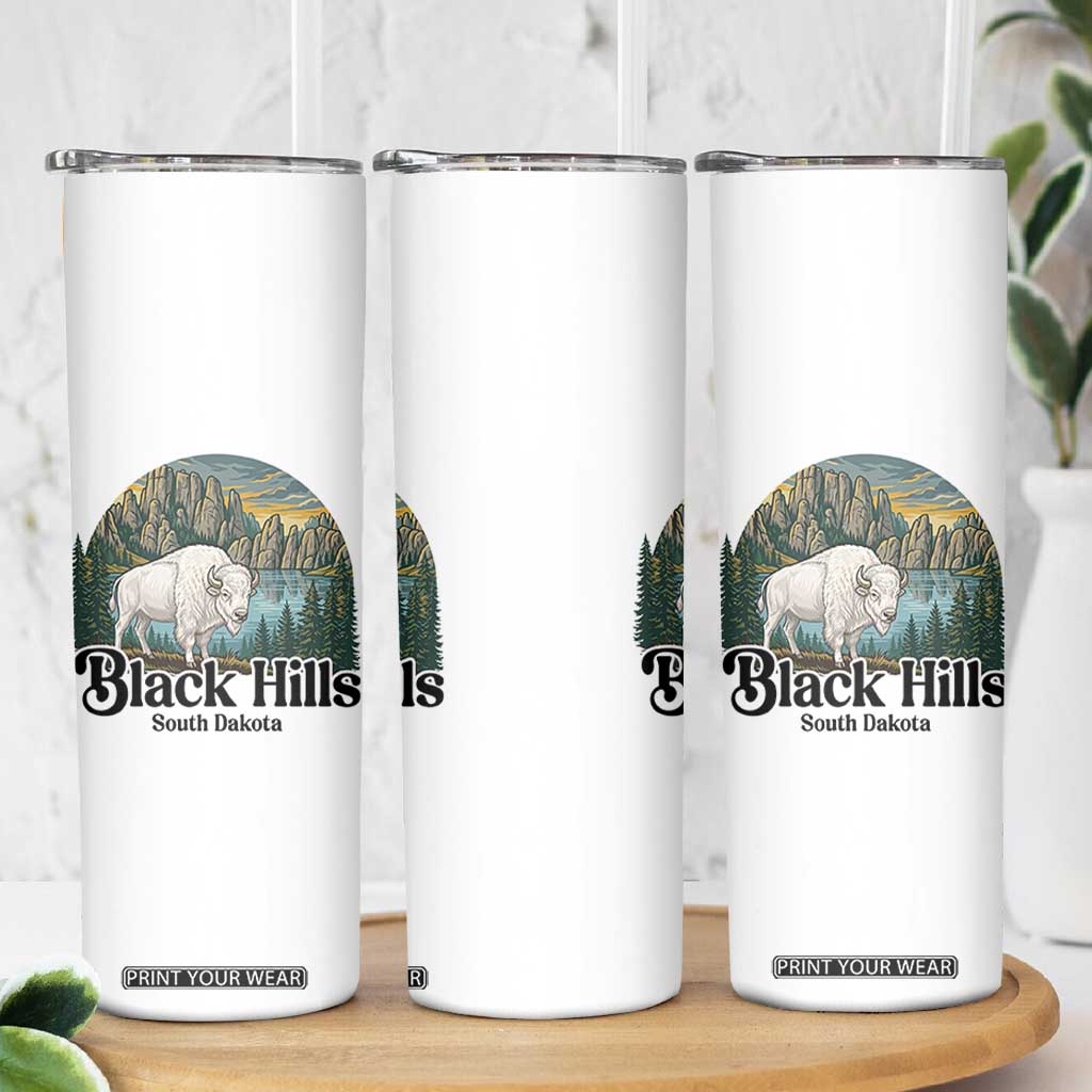 Black Hills South Dakota White Buffalo Skinny Tumbler State Pride Gift