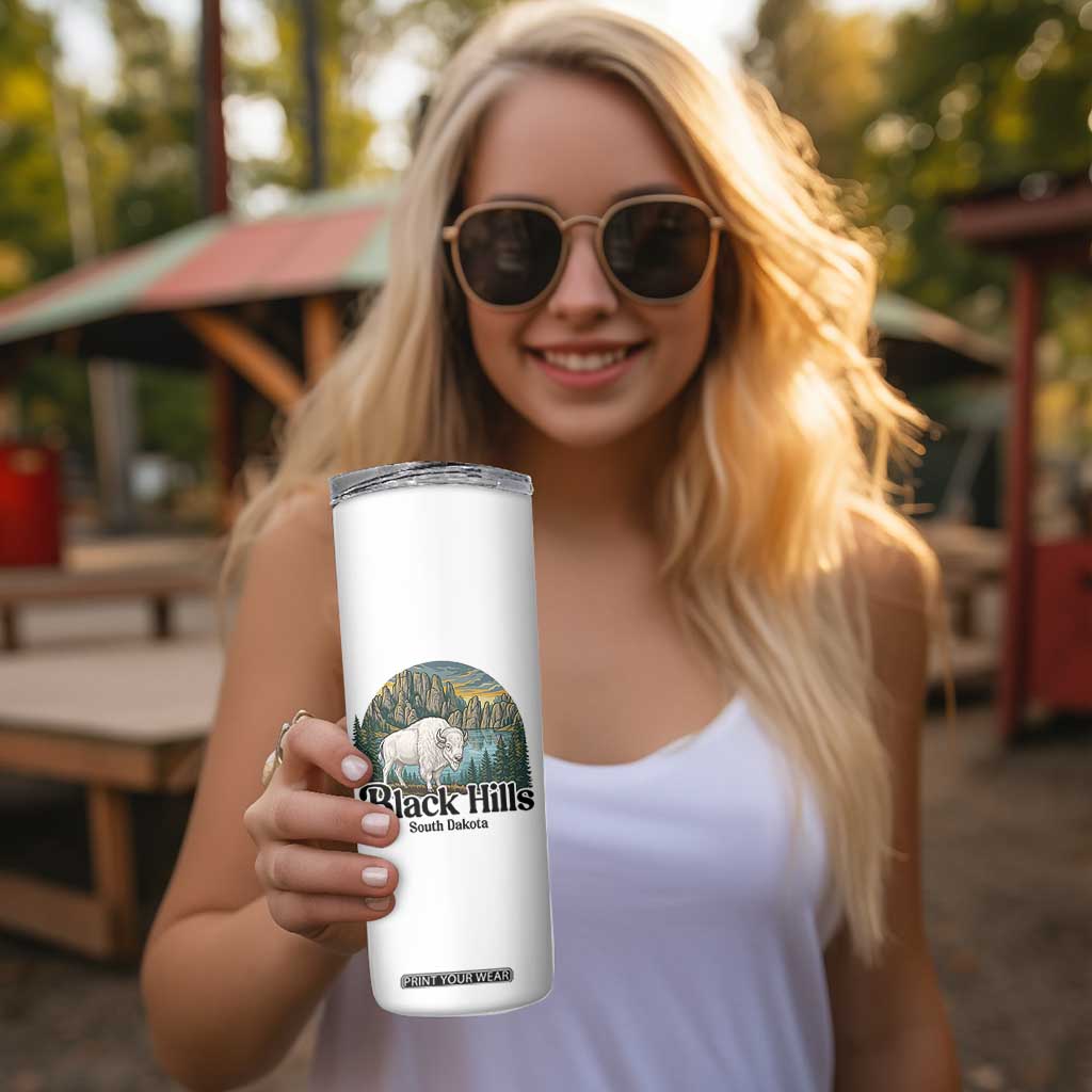 Black Hills South Dakota White Buffalo Skinny Tumbler State Pride Gift