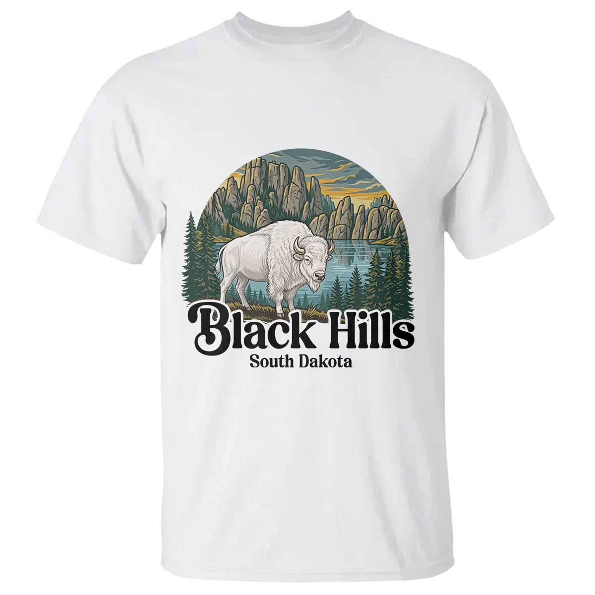 Black Hills South Dakota White Buffalo T Shirt State Pride Gift TS12 White Print Your Wear