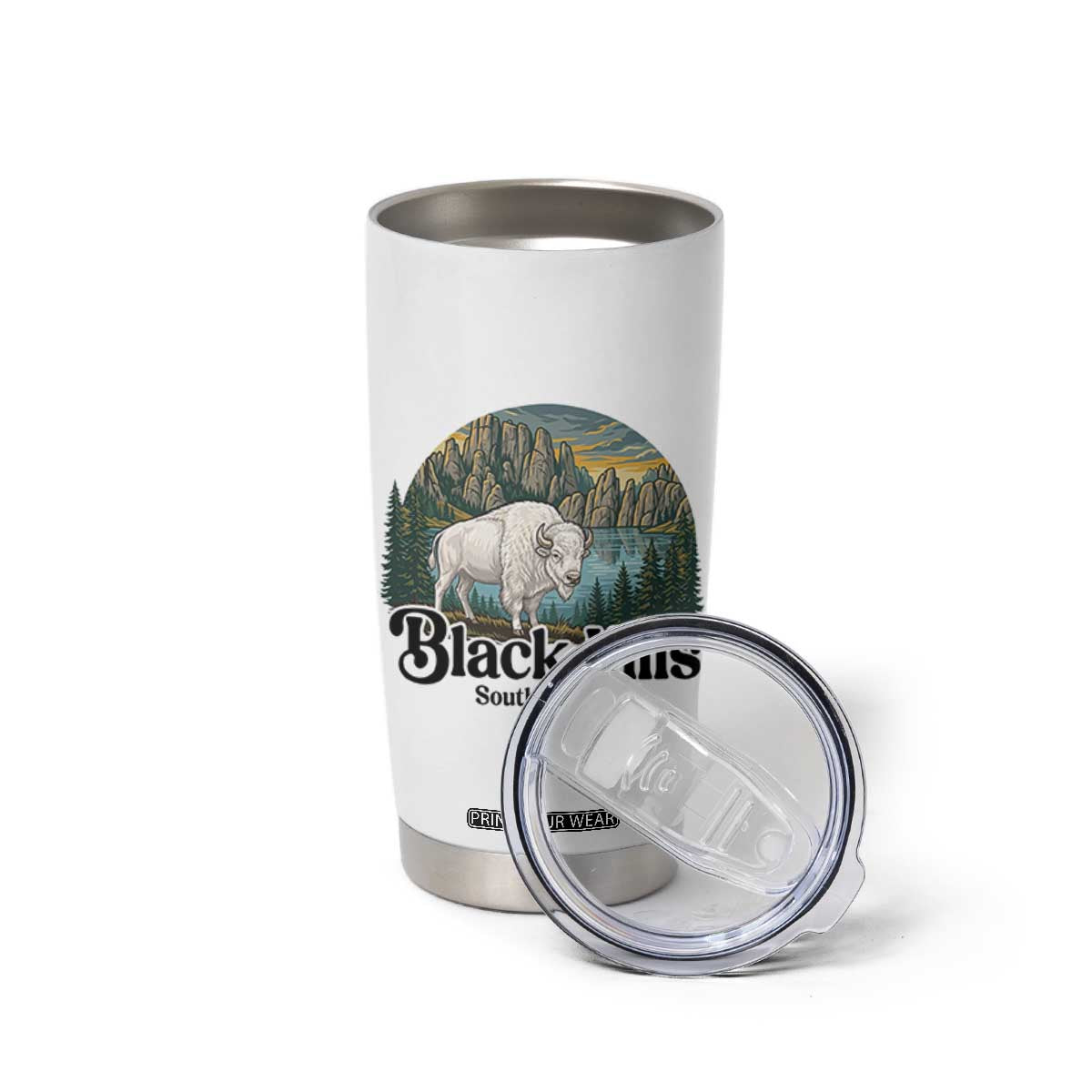 Black Hills South Dakota White Buffalo Tumbler Cup State Pride Gift