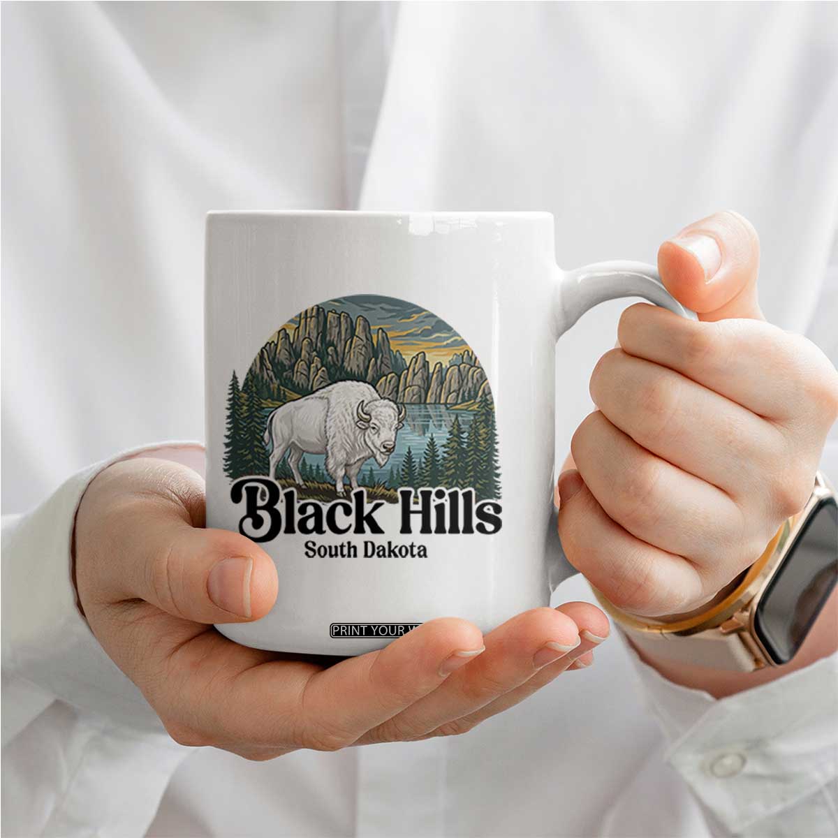 Black Hills South Dakota White Buffalo Coffee Mug State Pride Gift