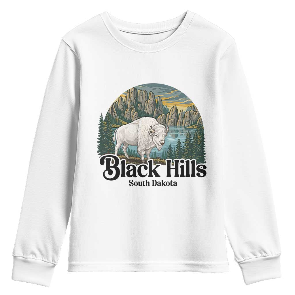 Black Hills South Dakota White Buffalo Youth Sweatshirt State Pride Gift TS12 White Print Your Wear