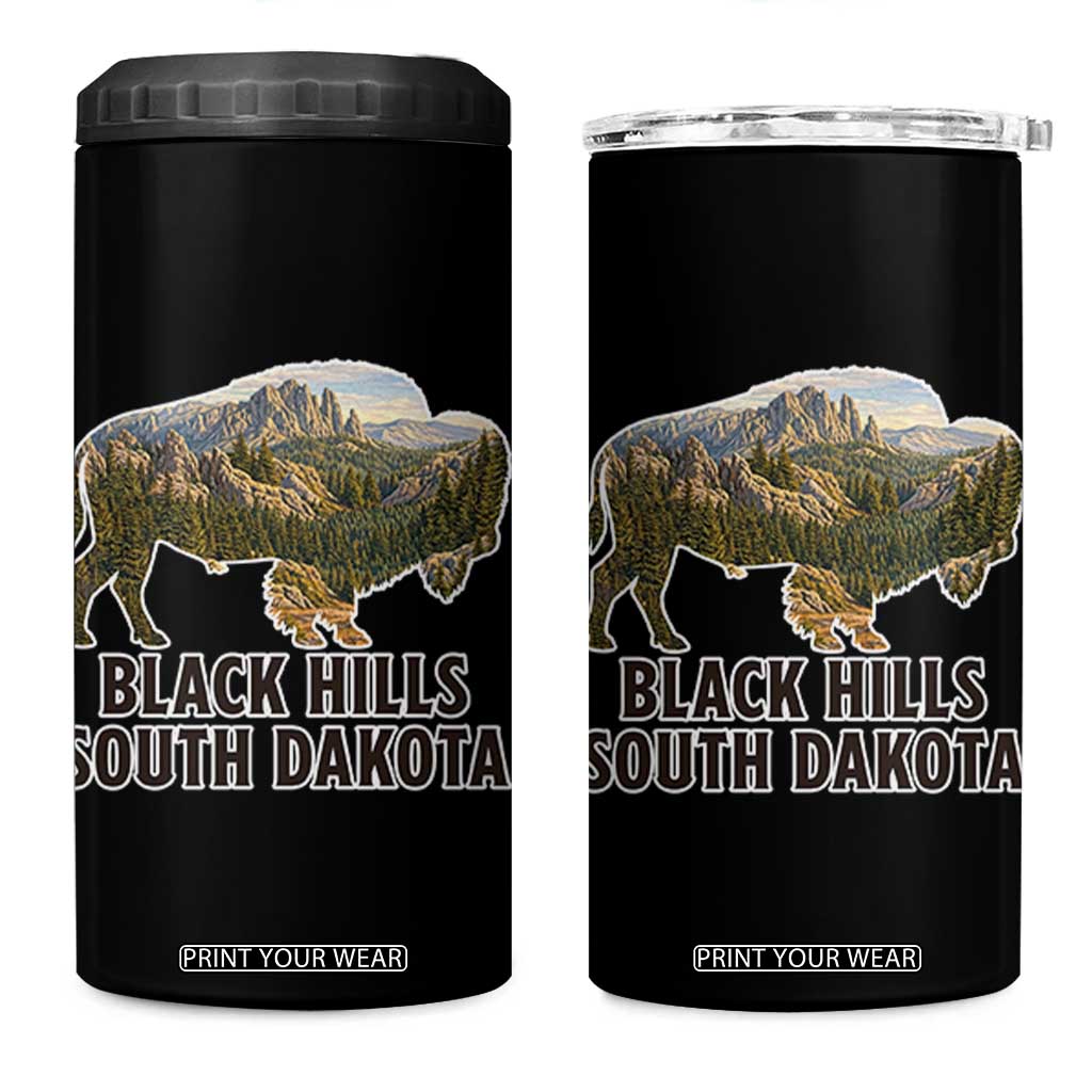 Black Hills South Dakota Bison 4 in 1 Can Cooler Tumbler State Pride Gift