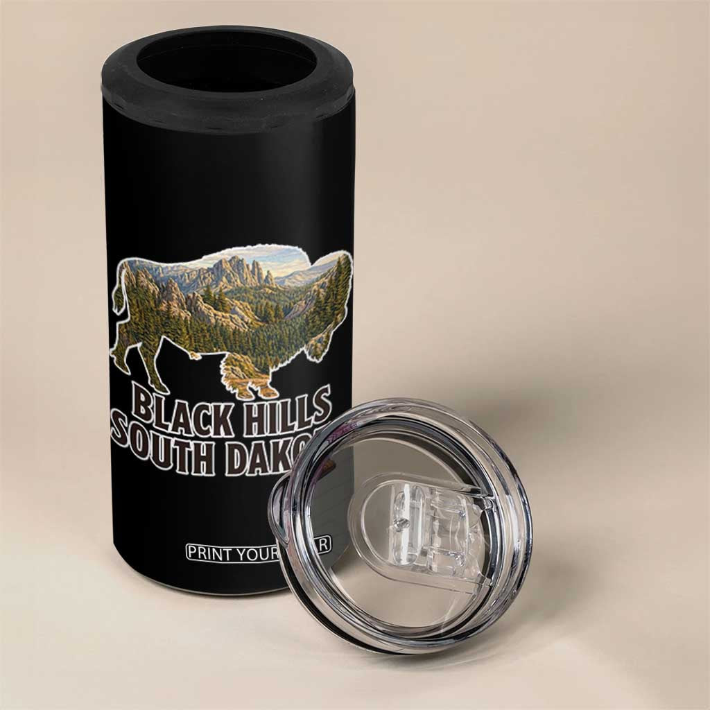 Black Hills South Dakota Bison 4 in 1 Can Cooler Tumbler State Pride Gift