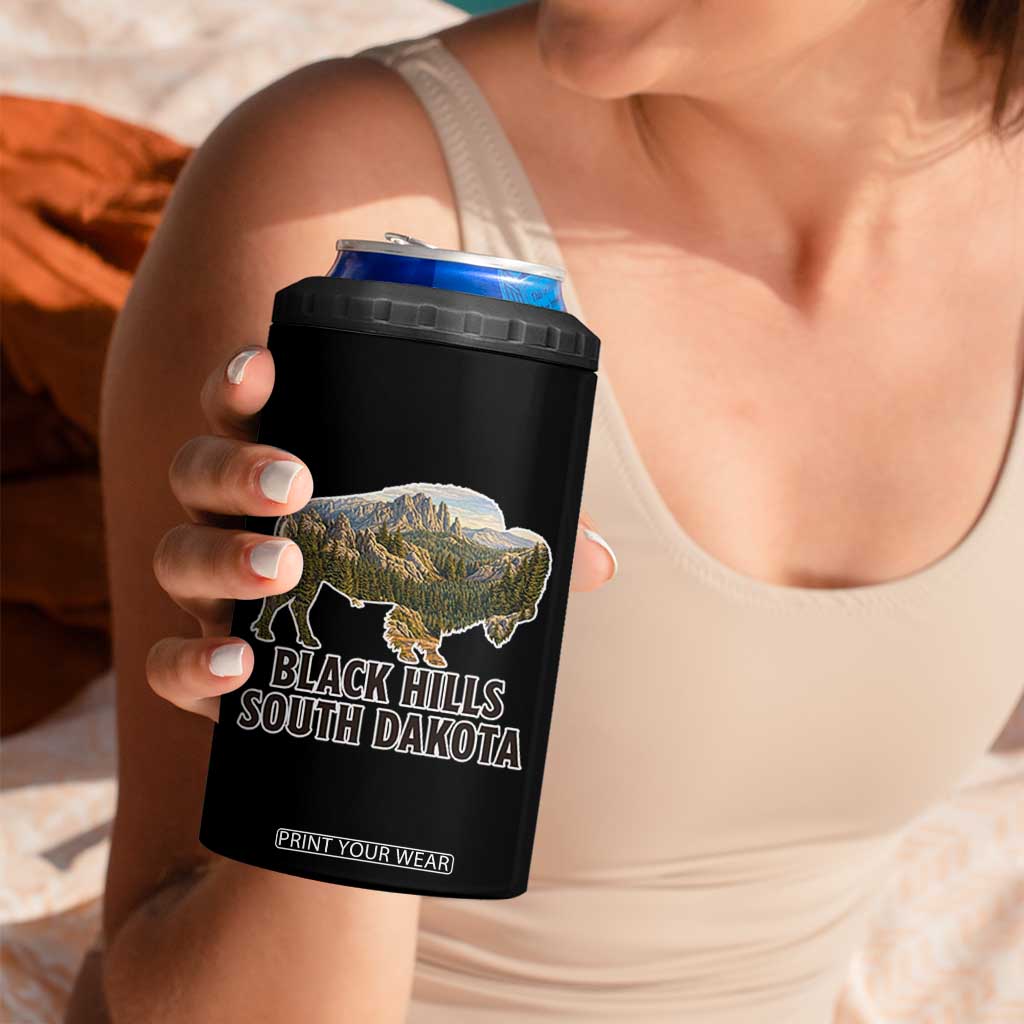 Black Hills South Dakota Bison 4 in 1 Can Cooler Tumbler State Pride Gift