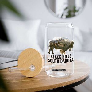 Black Hills South Dakota Bison Glass Can State Pride Gift