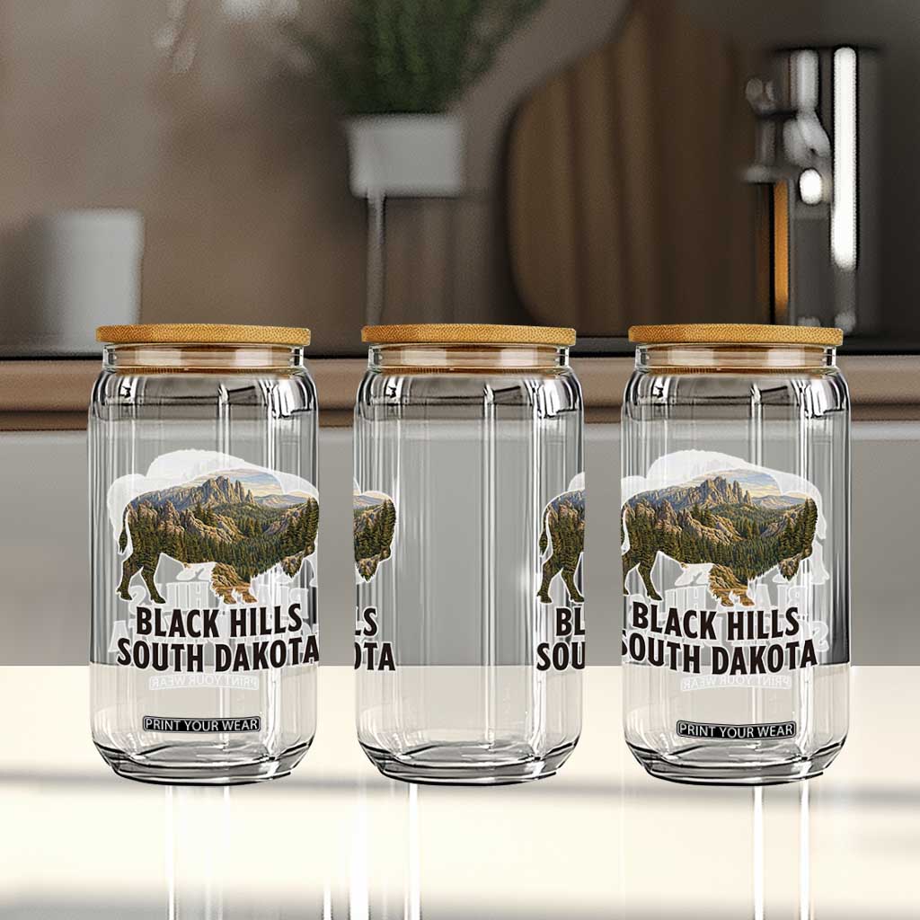 Black Hills South Dakota Bison Glass Can State Pride Gift