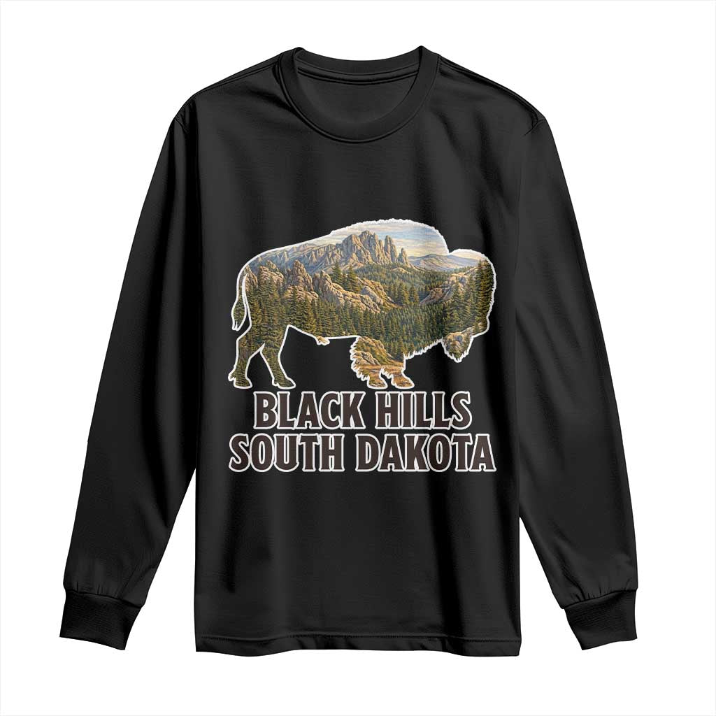 Black Hills South Dakota Bison Long Sleeve Shirt State Pride Gift TS12 Black Print Your Wear