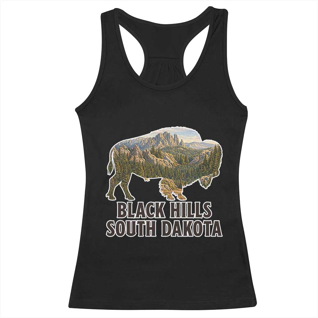 Black Hills South Dakota Bison Racerback Tank Top State Pride Gift TS12 Black Print Your Wear