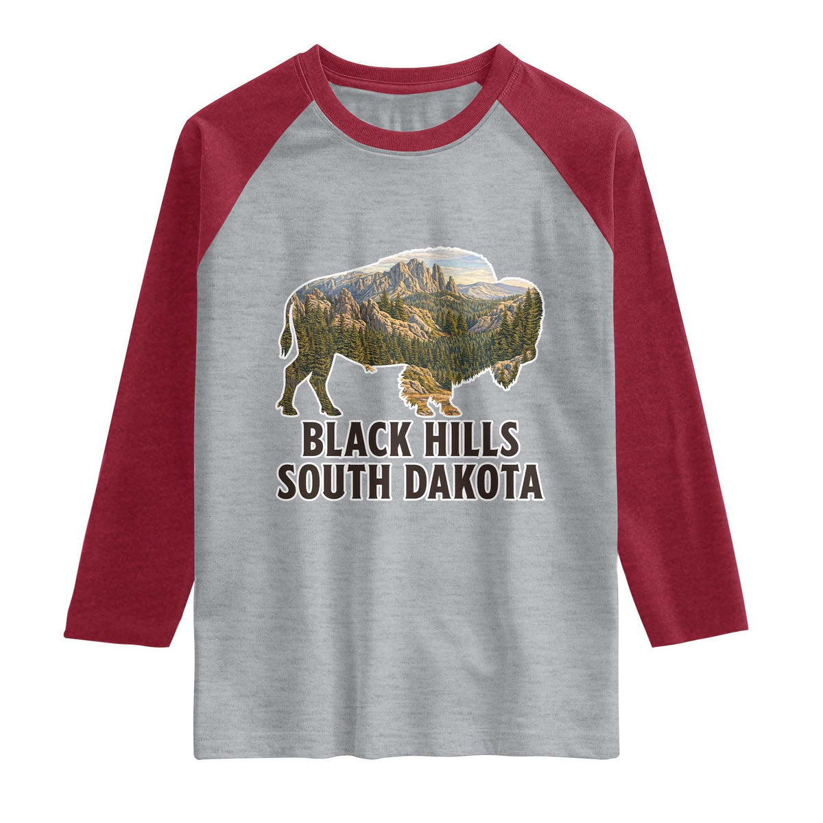 Black Hills South Dakota Bison Raglan Shirt State Pride Gift