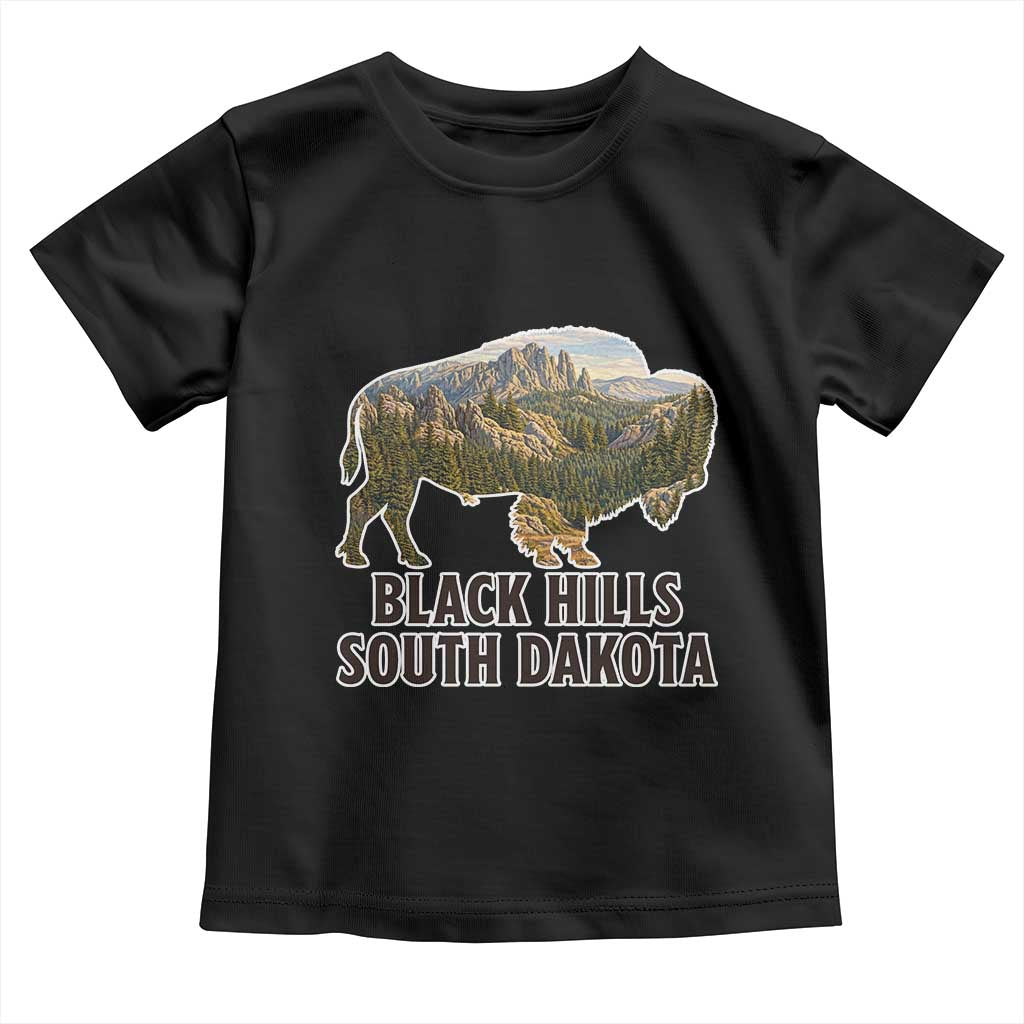 Black Hills South Dakota Bison Toddler T Shirt State Pride Gift TS12 Black Print Your Wear