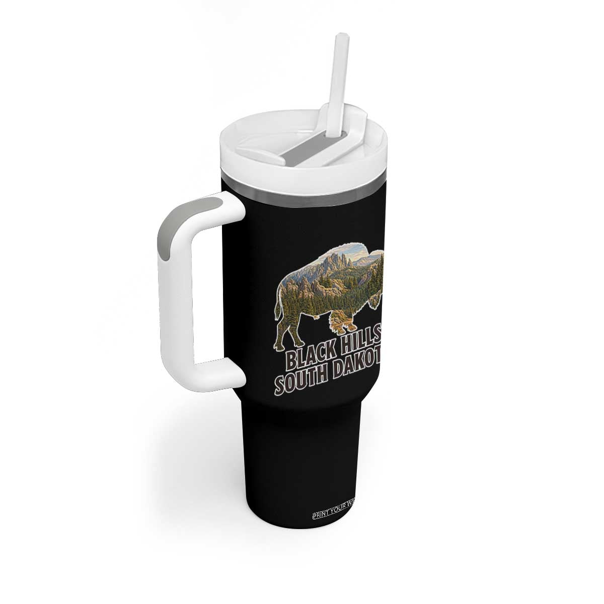 Black Hills South Dakota Bison Tumbler With Handle State Pride Gift