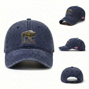 Black Hills South Dakota Bison Washed Cotton Baseball Cap State Pride Gift