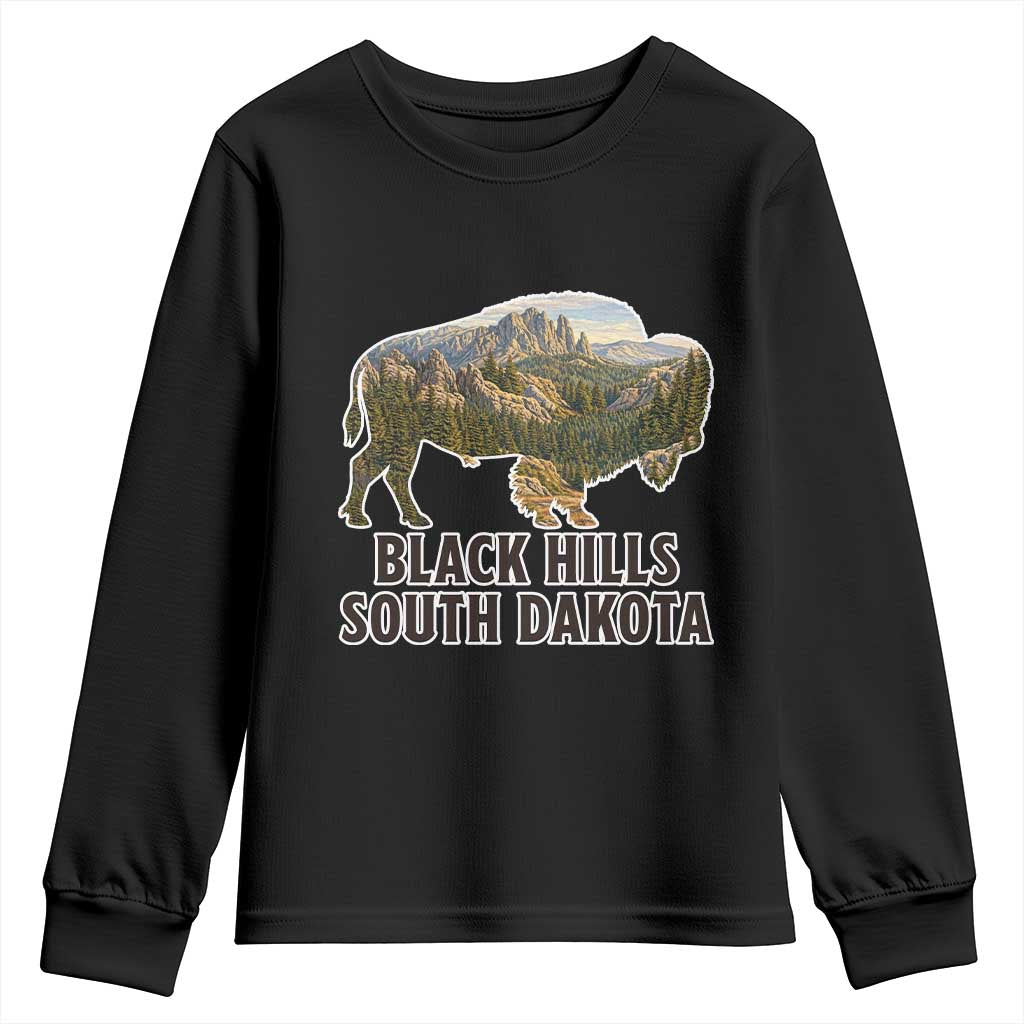 Black Hills South Dakota Bison Youth Sweatshirt State Pride Gift TS12 Black Print Your Wear