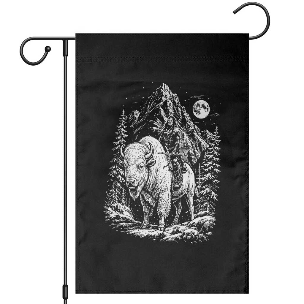 Vintage Native American Bison Rider Garden Flag Indigenous Warrior Graphic