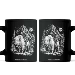 Vintage Native American Bison Rider Coffee Mug Indigenous Warrior Graphic