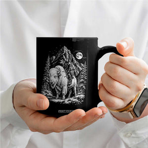 Vintage Native American Bison Rider Coffee Mug Indigenous Warrior Graphic