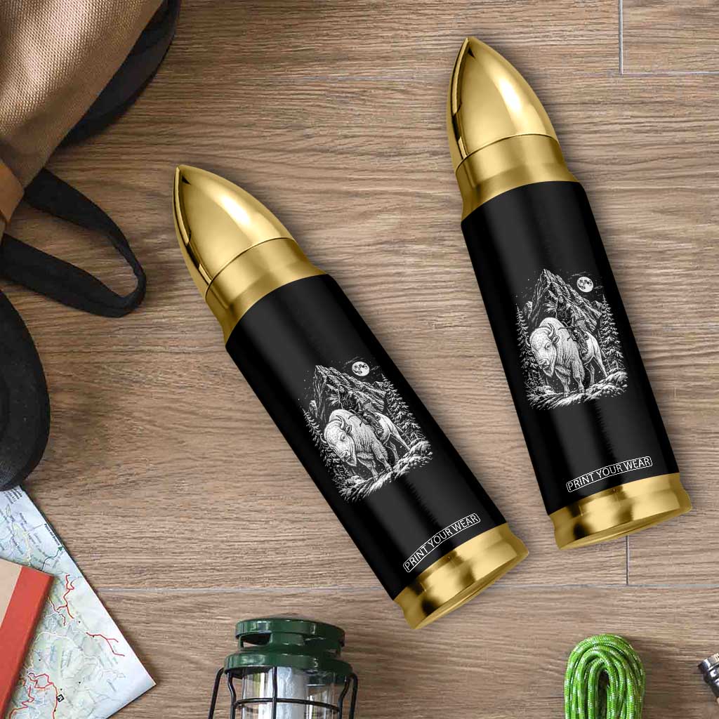 Vintage Native American Bison Rider Bullet Tumbler Indigenous Warrior Graphic