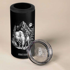 Vintage Native American Bison Rider 4 in 1 Can Cooler Tumbler Indigenous Warrior Graphic