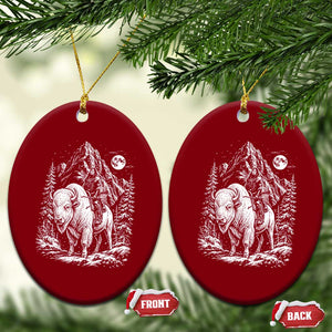 Vintage Native American Bison Rider Ceramic Ornament Indigenous Warrior Graphic
