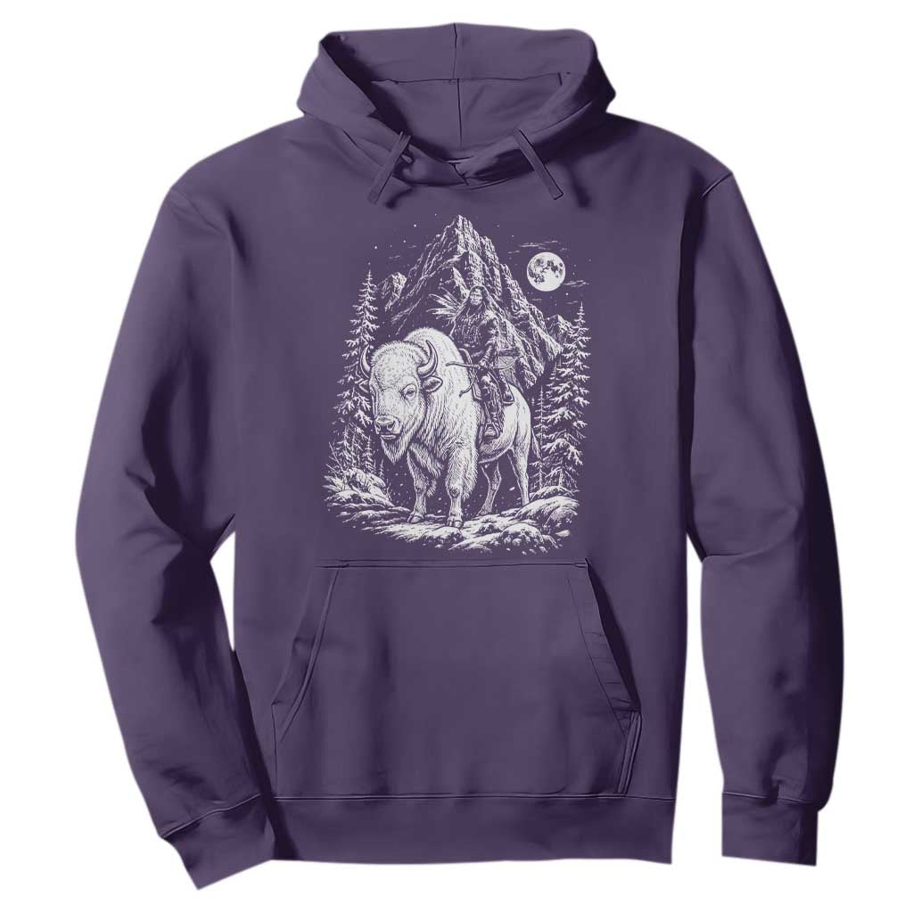 Vintage Native American Bison Rider Hoodie Indigenous Warrior Graphic
