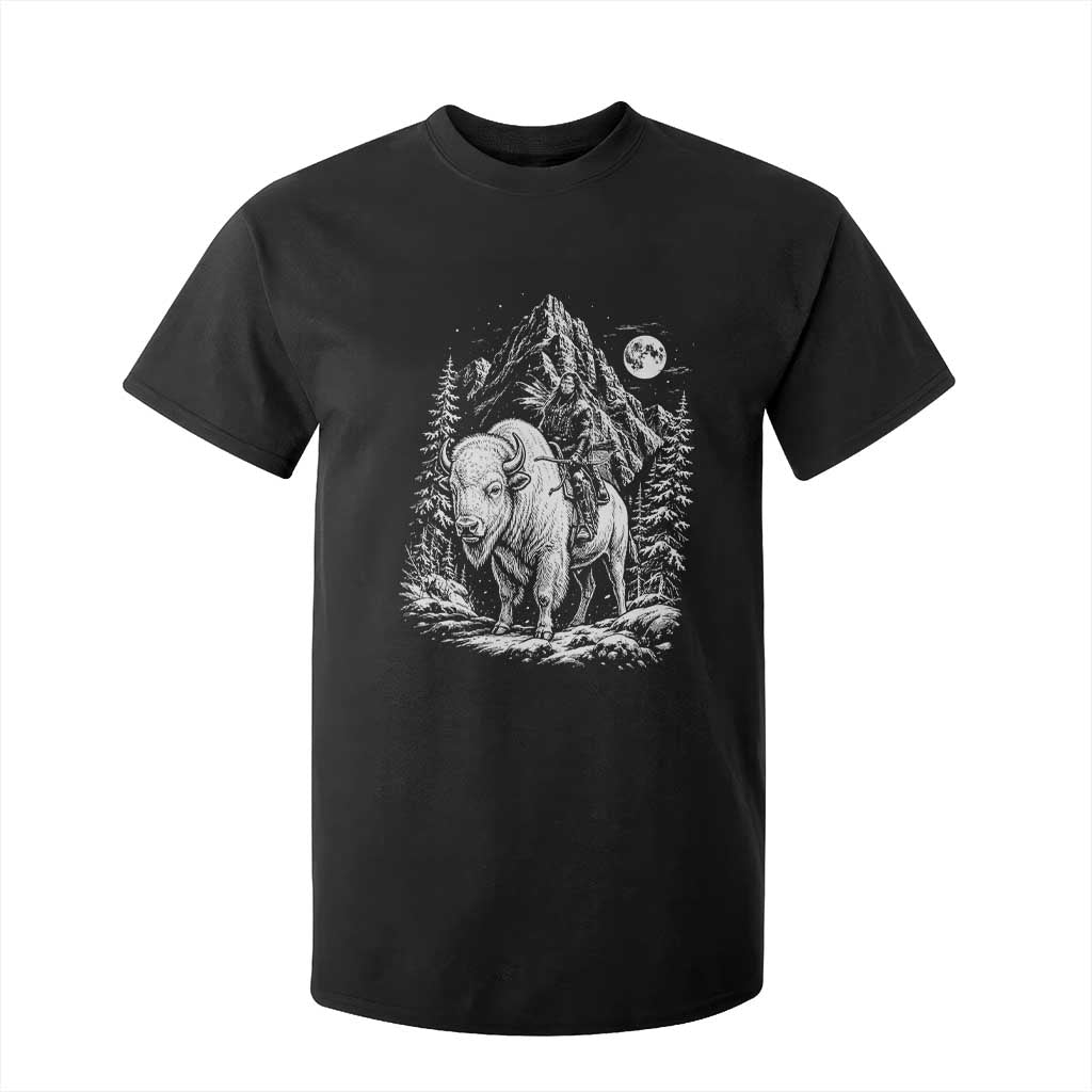 Vintage Native American Bison Rider T Shirt For Kid Indigenous Warrior Graphic