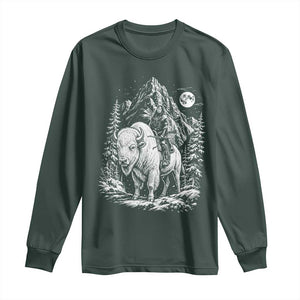 Vintage Native American Bison Rider Long Sleeve Shirt Indigenous Warrior Graphic