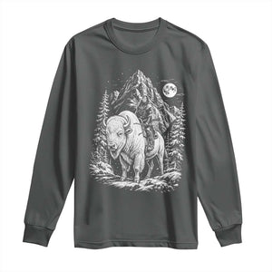 Vintage Native American Bison Rider Long Sleeve Shirt Indigenous Warrior Graphic