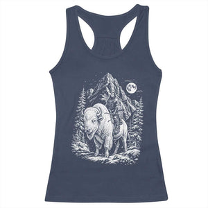 Vintage Native American Bison Rider Racerback Tank Top Indigenous Warrior Graphic