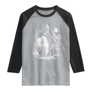 Vintage Native American Bison Rider Raglan Shirt Indigenous Warrior Graphic