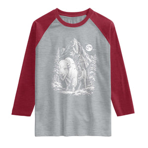 Vintage Native American Bison Rider Raglan Shirt Indigenous Warrior Graphic