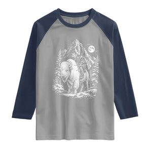 Vintage Native American Bison Rider Raglan Shirt Indigenous Warrior Graphic