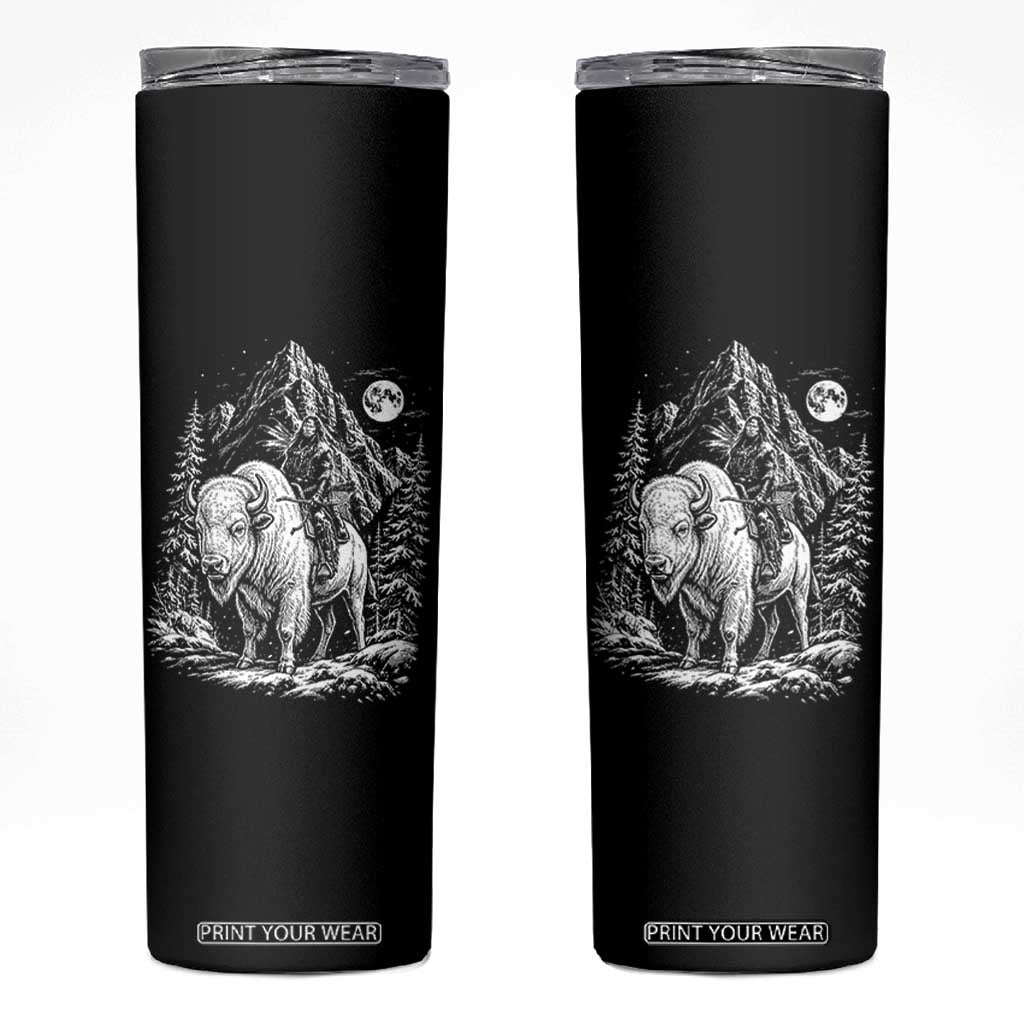 Vintage Native American Bison Rider Skinny Tumbler Indigenous Warrior Graphic