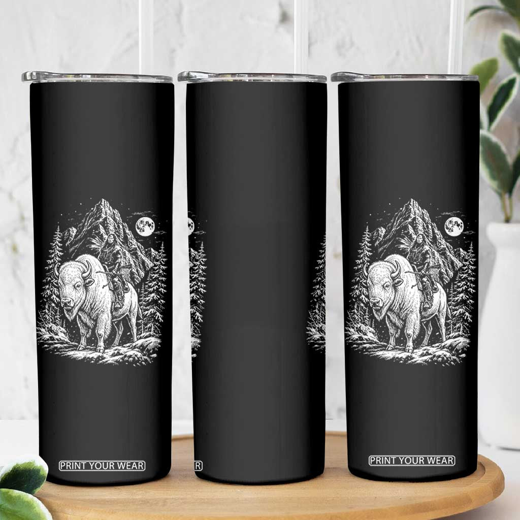 Vintage Native American Bison Rider Skinny Tumbler Indigenous Warrior Graphic