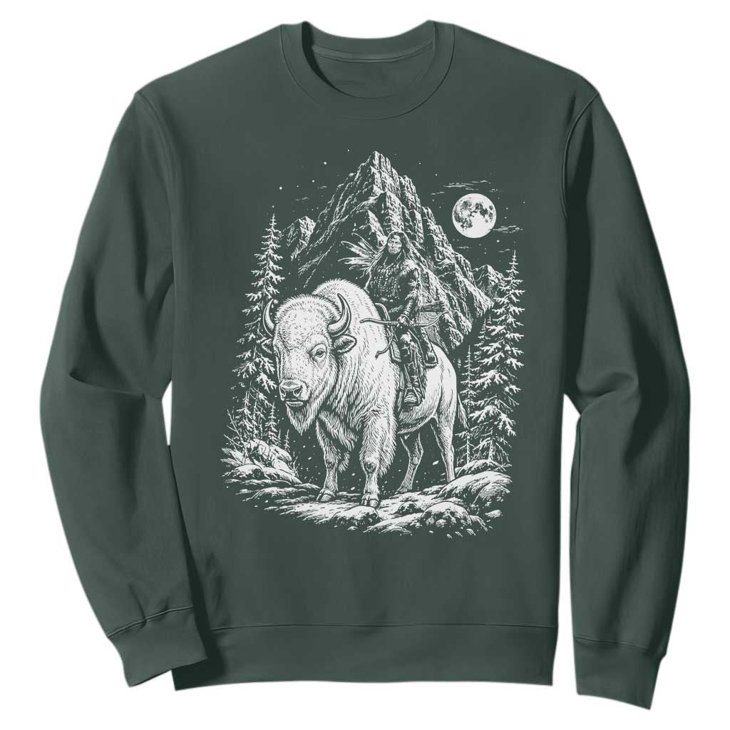 Vintage Native American Bison Rider Sweatshirt Indigenous Warrior Graphic