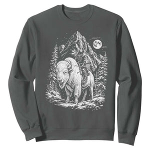 Vintage Native American Bison Rider Sweatshirt Indigenous Warrior Graphic