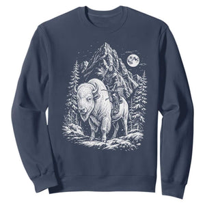 Vintage Native American Bison Rider Sweatshirt Indigenous Warrior Graphic