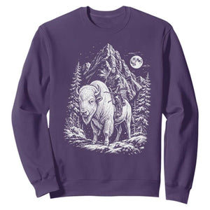 Vintage Native American Bison Rider Sweatshirt Indigenous Warrior Graphic