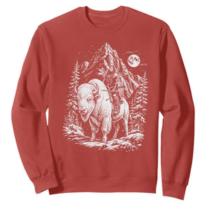 Vintage Native American Bison Rider Sweatshirt Indigenous Warrior Graphic