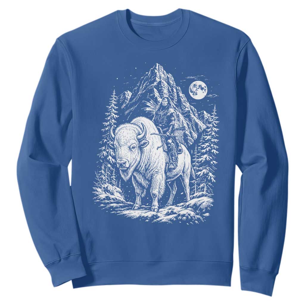 Vintage Native American Bison Rider Sweatshirt Indigenous Warrior Graphic