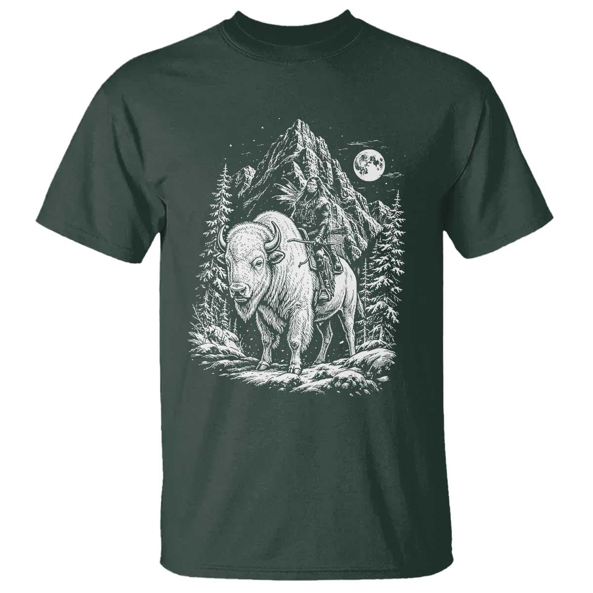 Vintage Native American Bison Rider T Shirt Indigenous Warrior Graphic