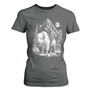 Vintage Native American Bison Rider T Shirt For Women Indigenous Warrior Graphic