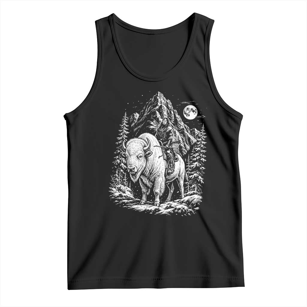 Vintage Native American Bison Rider Tank Top Indigenous Warrior Graphic TS12 Black Print Your Wear