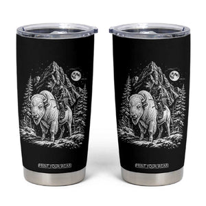 Vintage Native American Bison Rider Tumbler Cup Indigenous Warrior Graphic