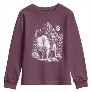Vintage Native American Bison Rider Youth Sweatshirt Indigenous Warrior Graphic