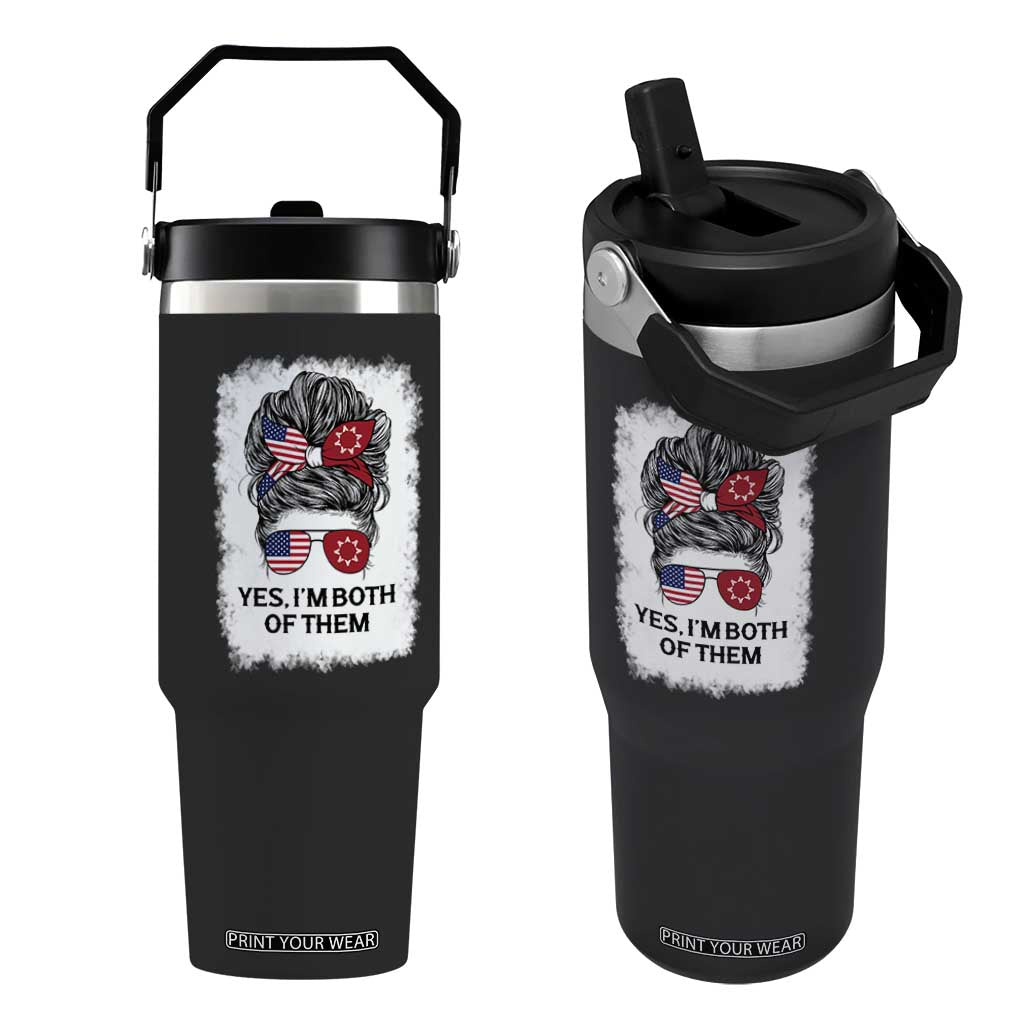 Lakota And American Pride Flip Straw Tumbler Im Both Of Them Oglala Native Heritage TS12 One Size: 30 oz Black Print Your Wear