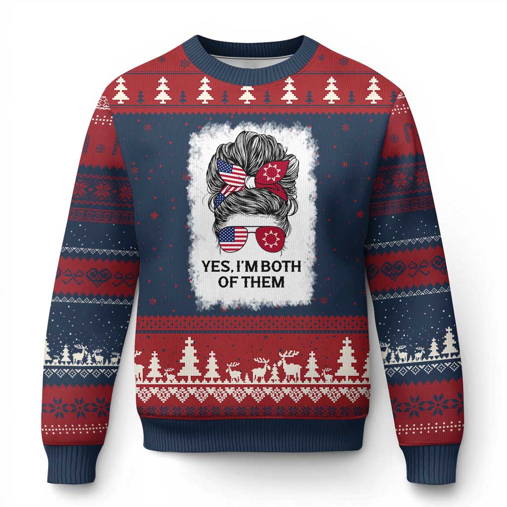 Lakota And American Pride Ugly Christmas Sweater Im Both Of Them Oglala Native Heritage