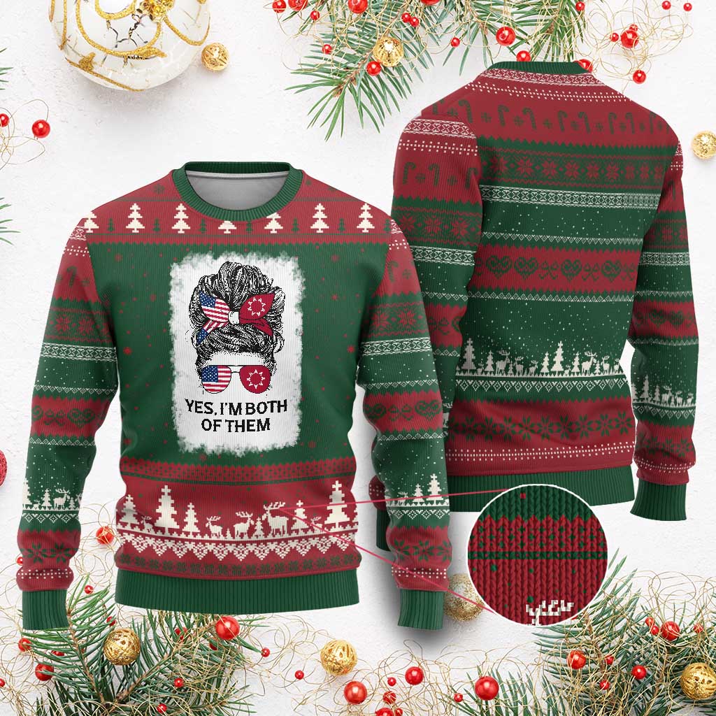 Lakota And American Pride Ugly Christmas Sweater Im Both Of Them Oglala Native Heritage