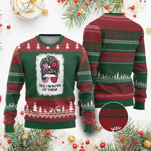 Lakota And American Pride Ugly Christmas Sweater Im Both Of Them Oglala Native Heritage
