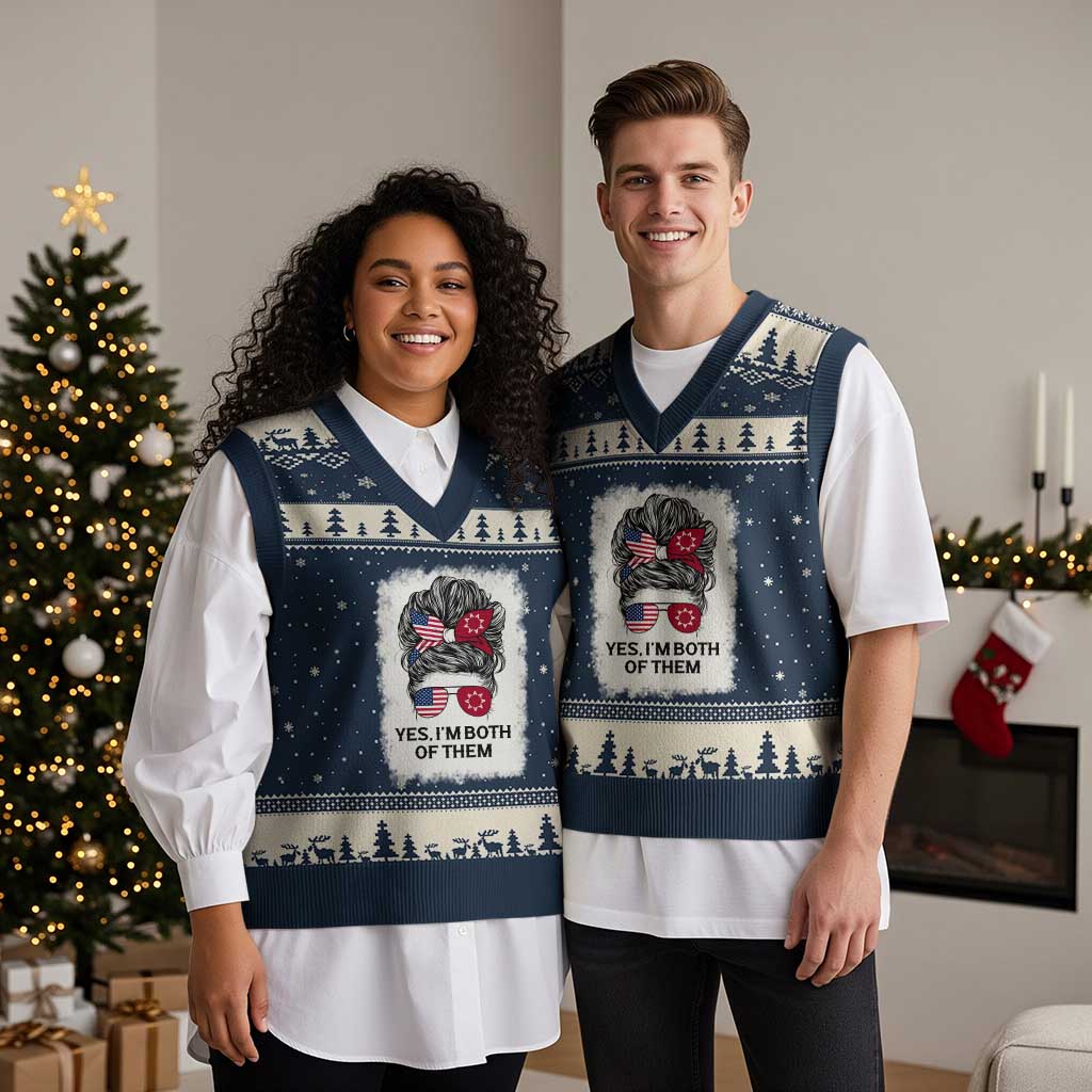 Lakota And American Pride V-Neck Knit Sweater Vest Im Both Of Them Oglala Native Heritage